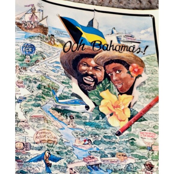 Vintage Freeport Lucaya Grand Bahama Poster Map Print - Picture 1 of 7